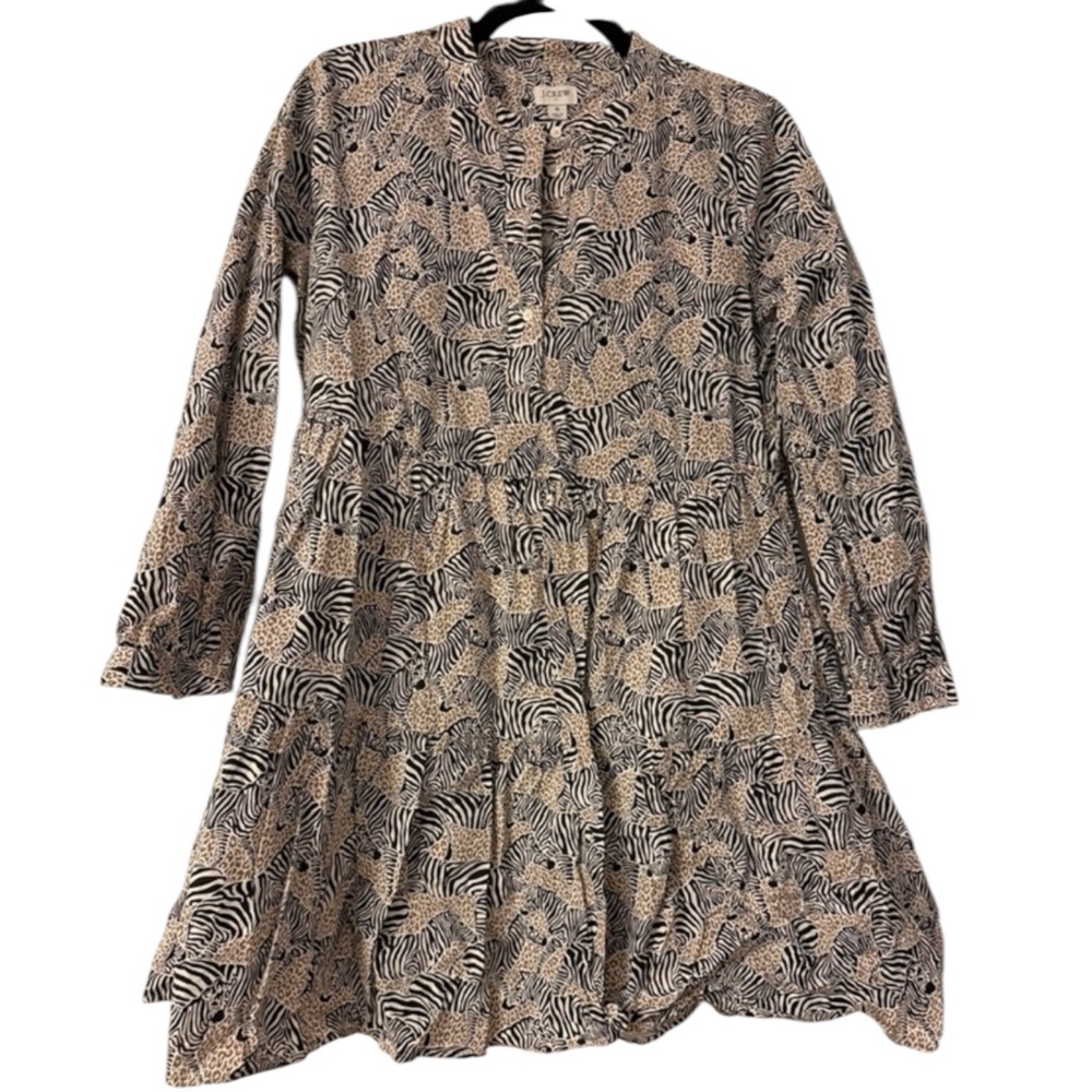 J. Crew Factory Tiered Popover Dress Featuring Cheetahs & Zebras